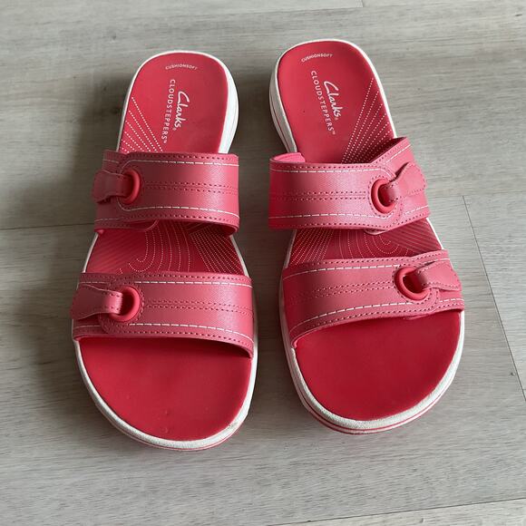 Clarks Cloudsteppers Breeze Maye Womens Strappy Sandals Pink and White Size 8 - Picture 2 of 12